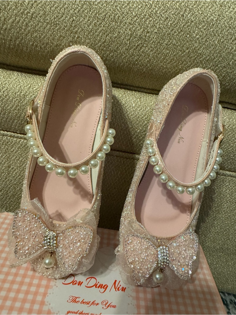 Girls' Pink Pearl Bow Mary Jane Shoes